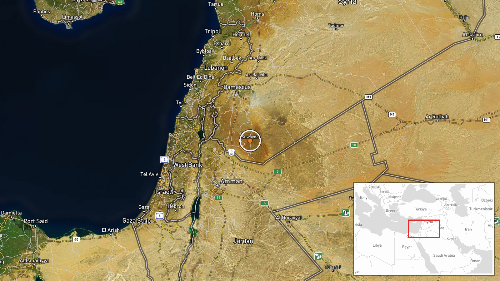 Sweida, Sweida Governorate, Syria — Combat location map