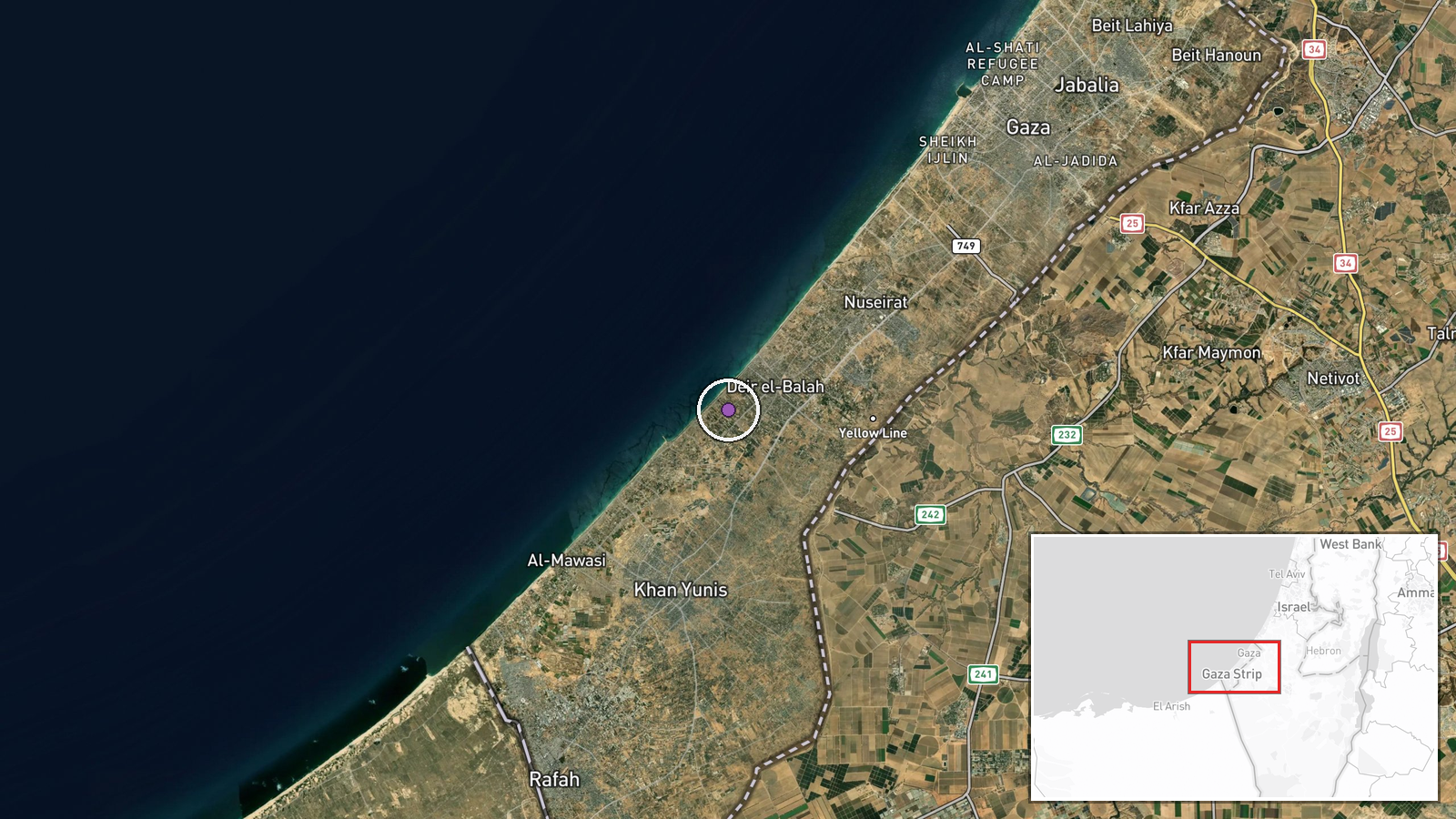 Gaza Strip, Palestine — Airstrike location map