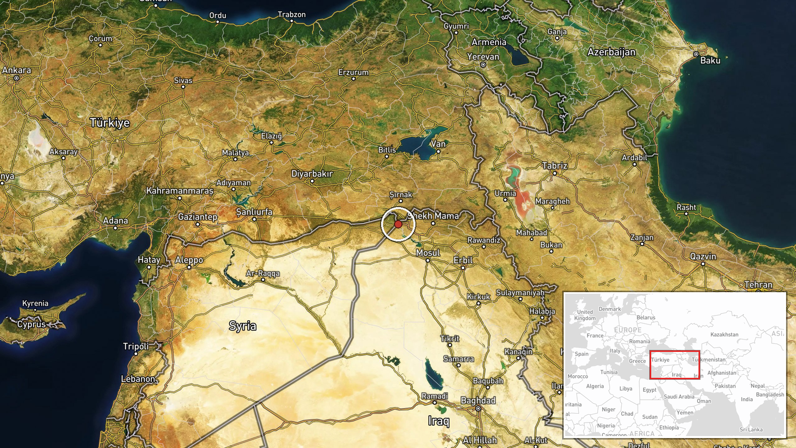 Northern Iraq / Eastern Syria Border Region — UAS Strike location map