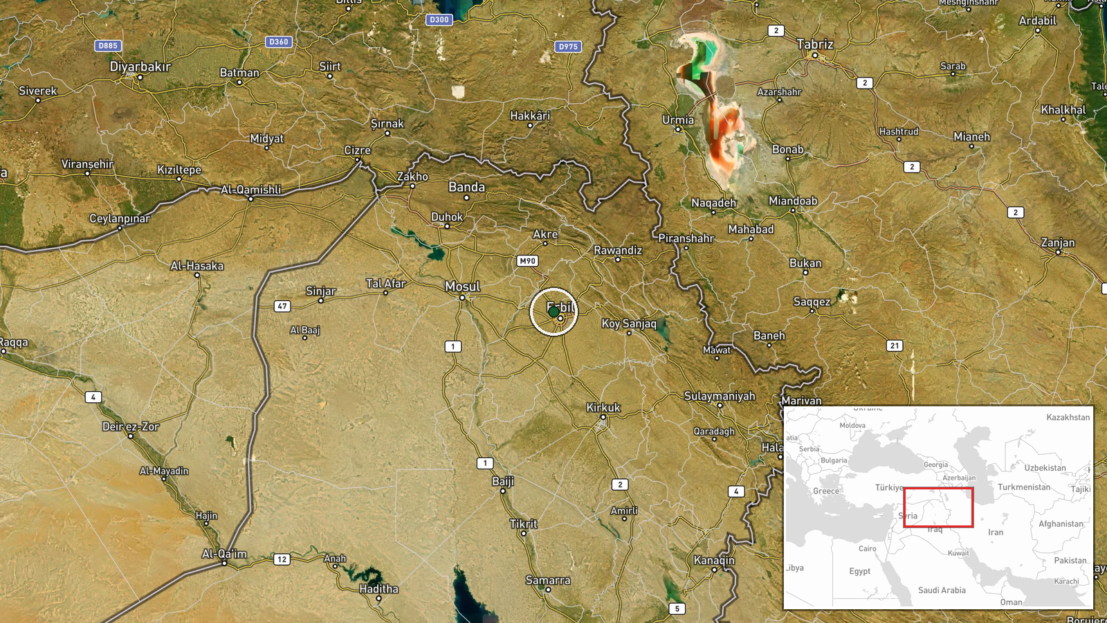 Erbil Air Base, Erbil, Iraq — Ballistic Missile location map