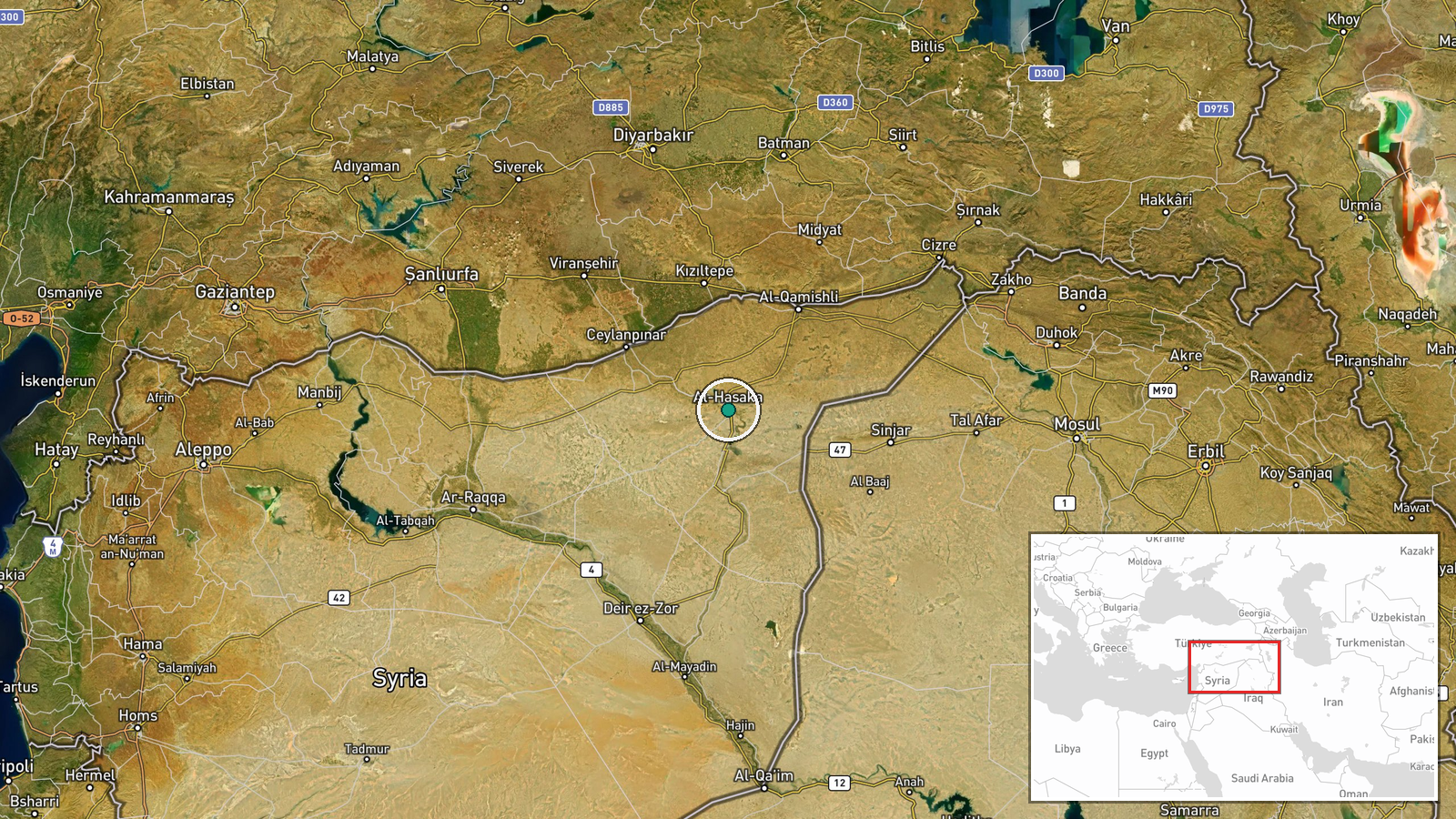 Al-Hasakah, Hasakah Governorate, Syria — Security location map