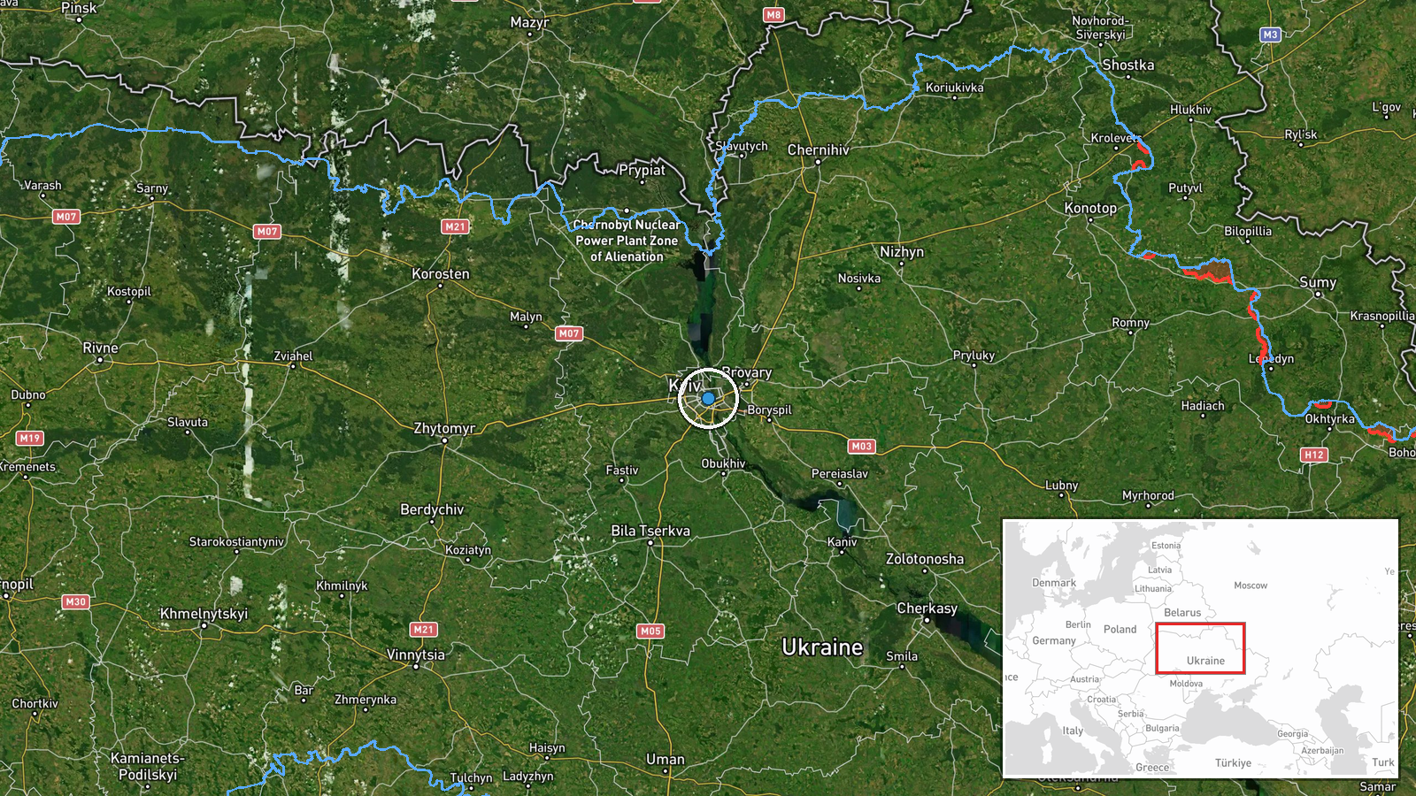 Kyiv, Ukraine — Aircraft Shootdown location map