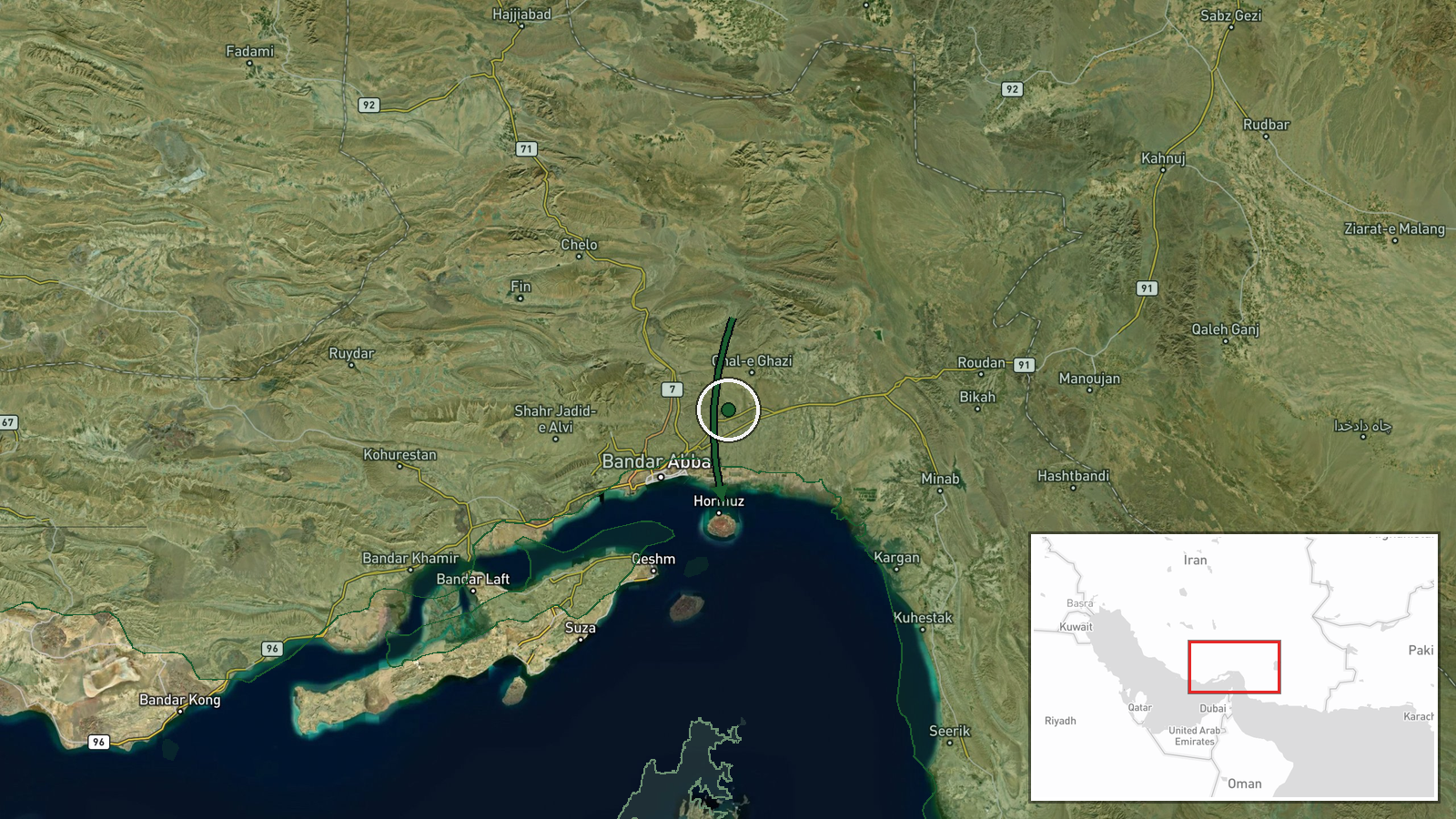 Strait of Hormuz, Persian Gulf — Ballistic Missile location map
