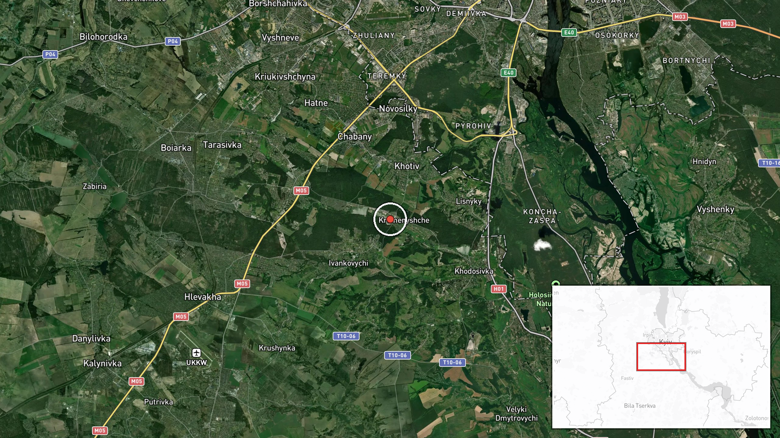 Kyiv Oblast, Ukraine — Combat location map