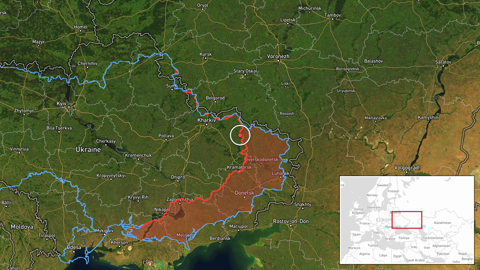 Kupiansk, Kharkiv Oblast, Ukraine — FPV Drone location map