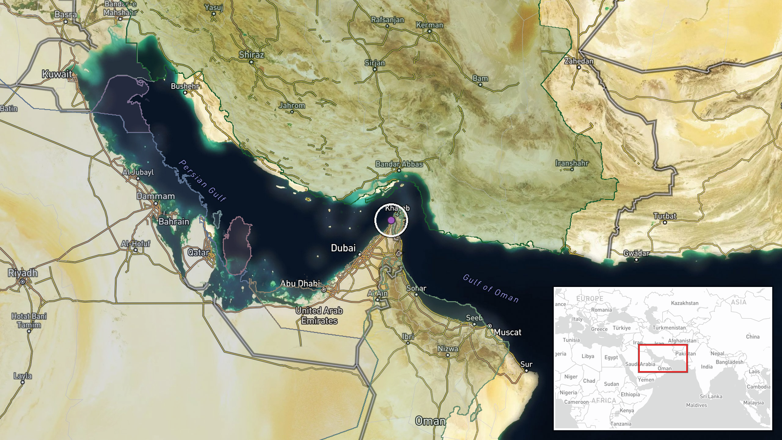 Oman Gulf (Gulf of Oman), Persian Gulf — Cargo Ship location map