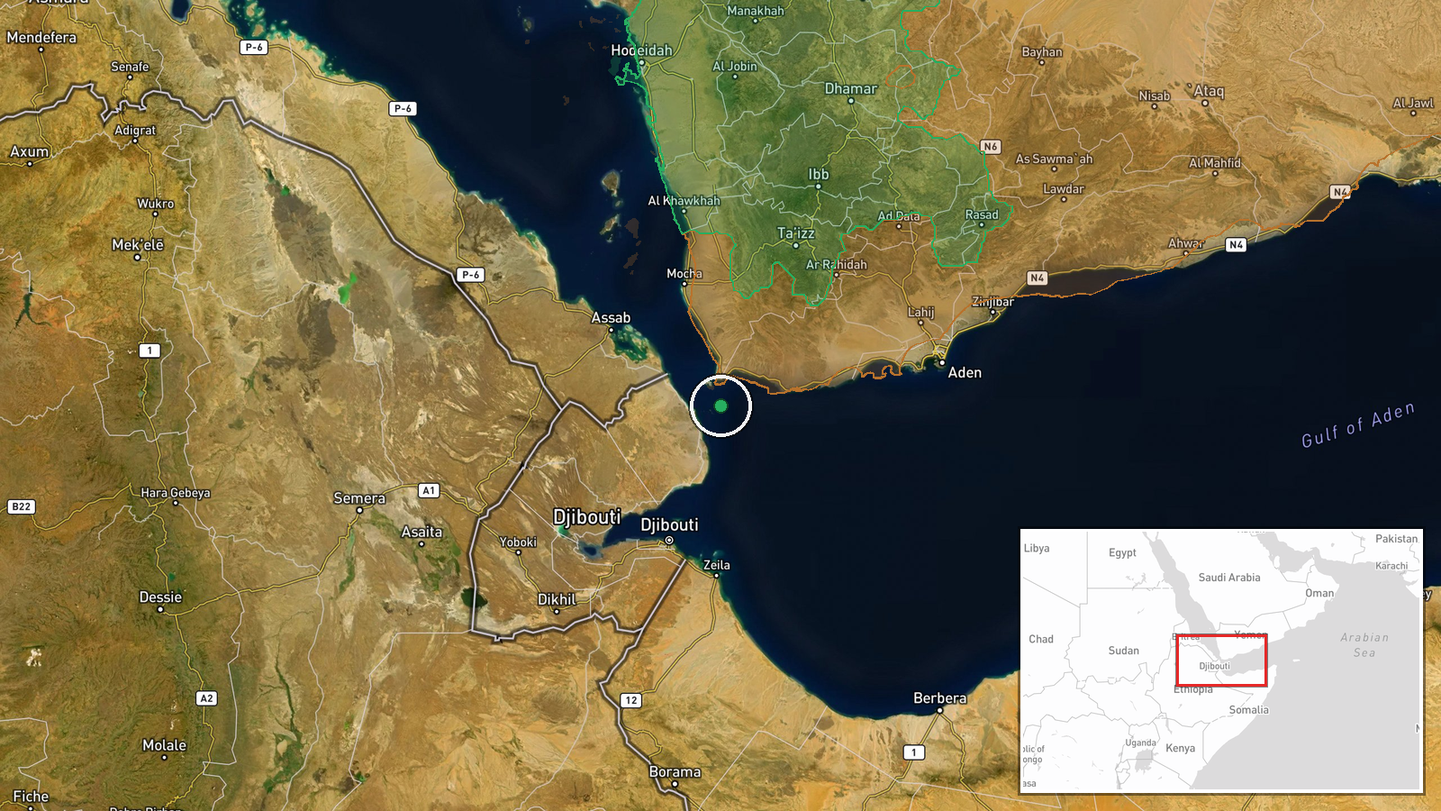 Red Sea, off Yemen coast — Naval location map