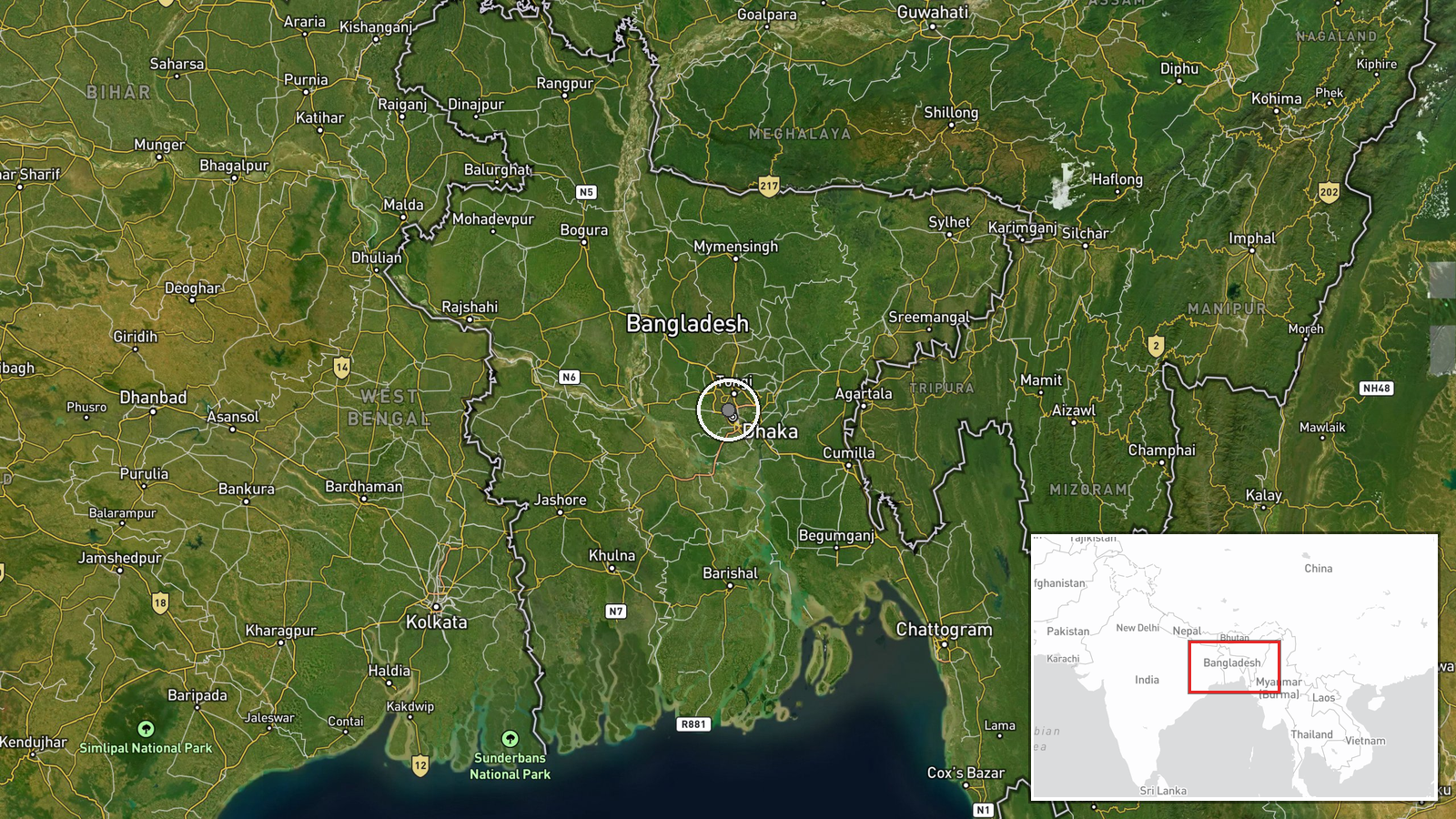 Bangladesh (Military Training Area) — Security location map