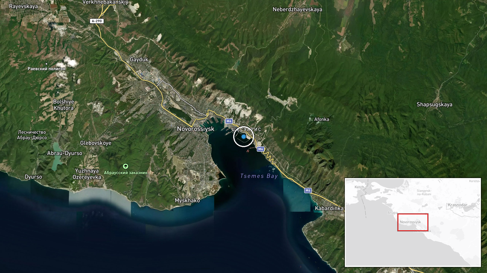 Novorossiysk Naval Base, Novorossiysk, Krasnodar Krai, Russia — UAS Strike location map
