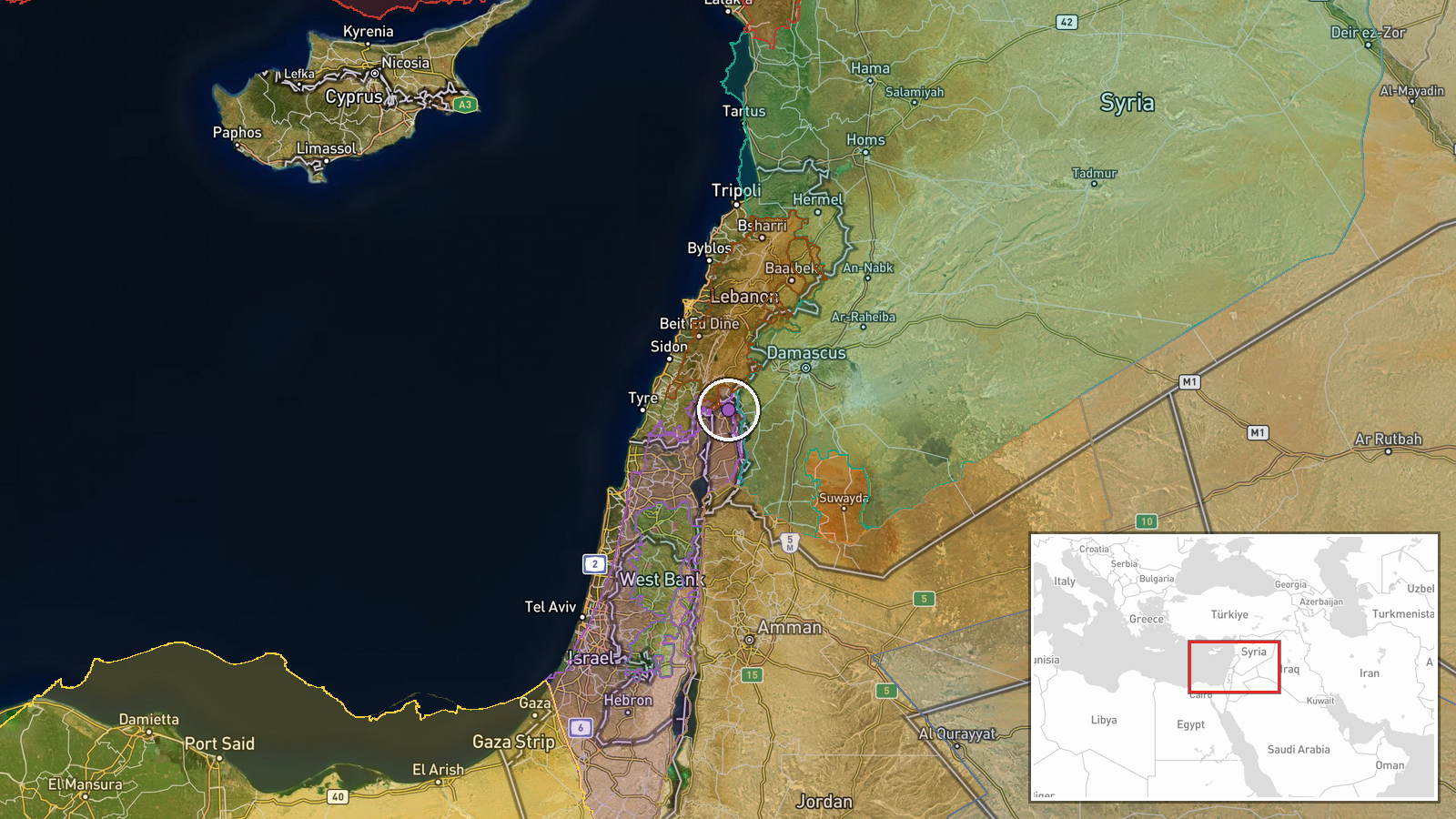 Baraachit Ridge, South Lebanon, Lebanon — Deployment location map
