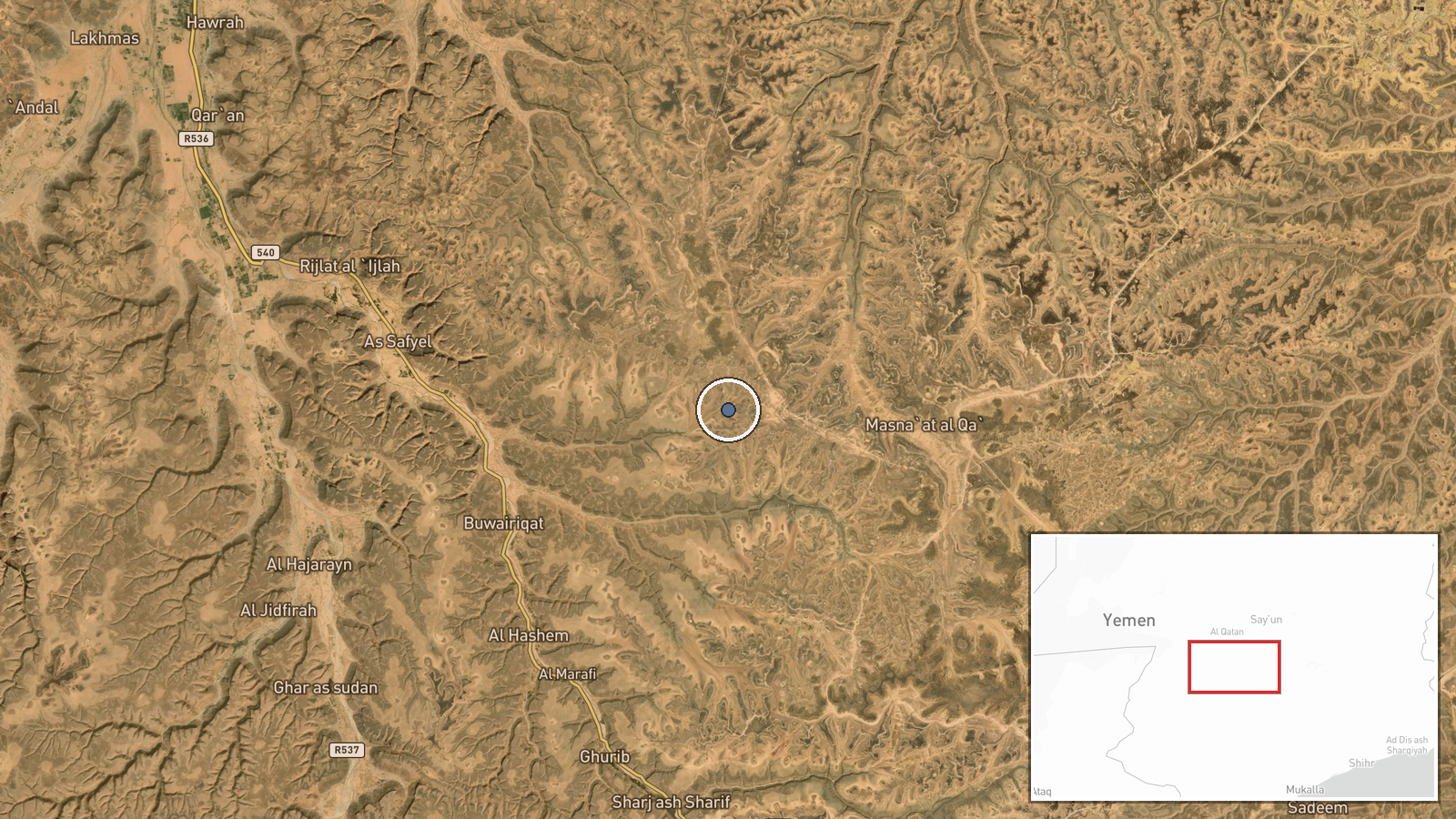 Yemen (nationwide) — Airstrike location map