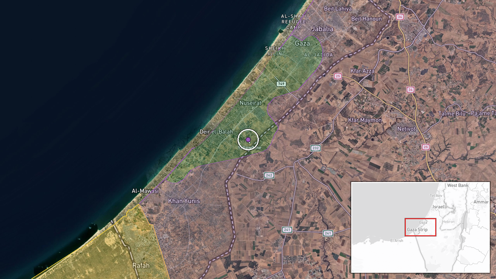 Gaza Strip, Palestine — Combat location map