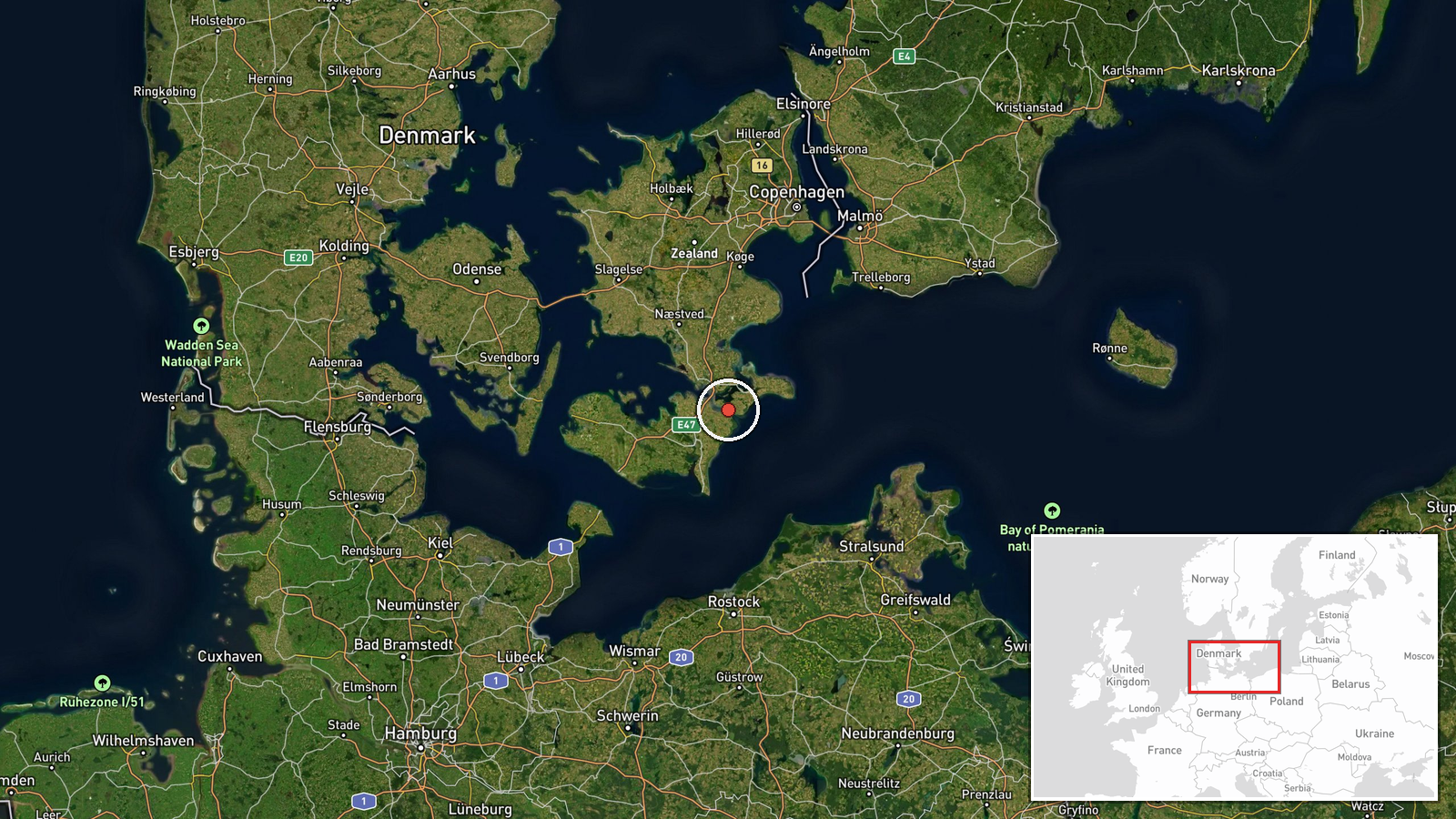 International Waters, Kattegat Strait, Denmark — Combat Aircraft location map