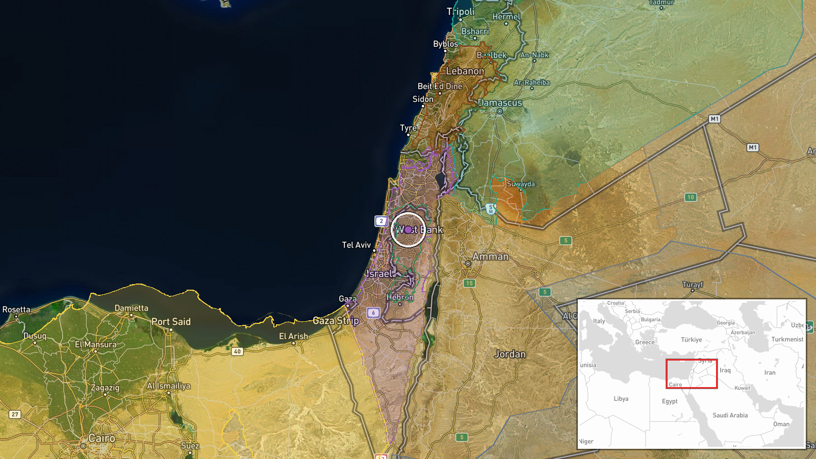 Burqa, Ramallah and Al-Bireh Governorate, West Bank, Palestinian Territories — Security location map