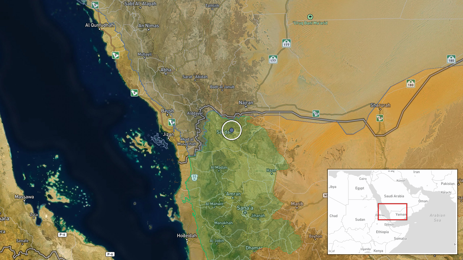 Sa'dah Governorate, Yemen — Security location map