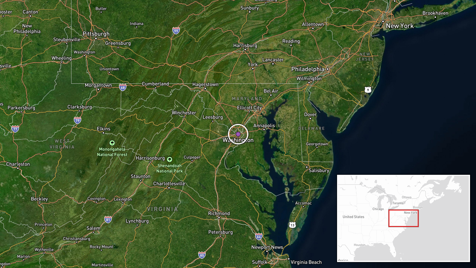 Washington, D.C., USA — Deployment location map