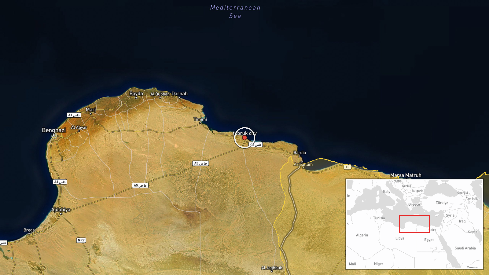 Tobruk, Libya — Naval location map