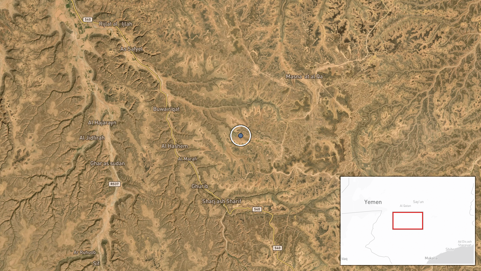 Yemen — Airstrike location map