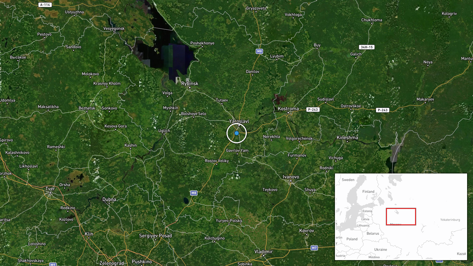Yaroslavl Oil Refinery, Yaroslavl Oblast, Russia — Airstrike location map