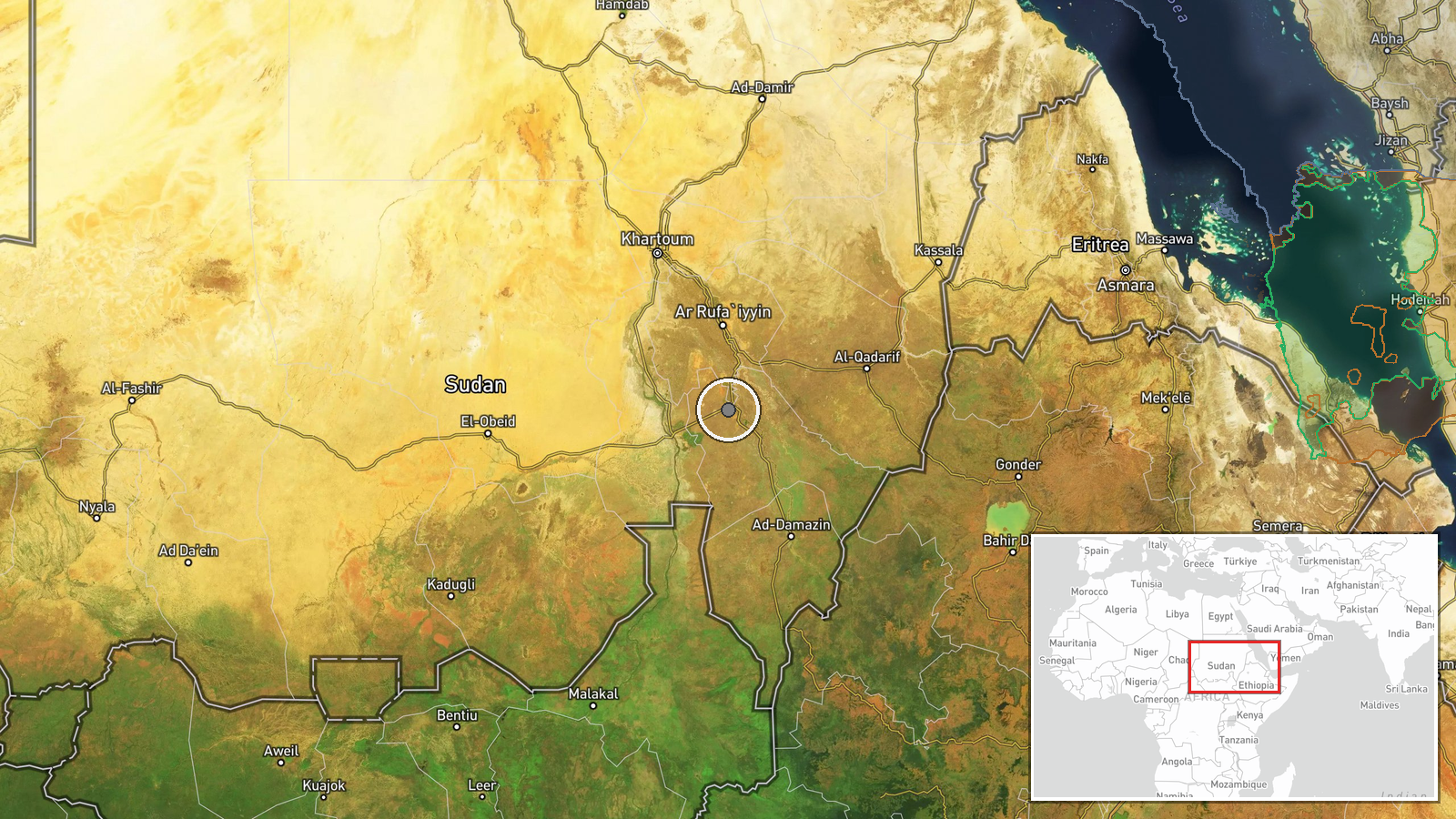 North Kordofan State, Sudan — Combat location map