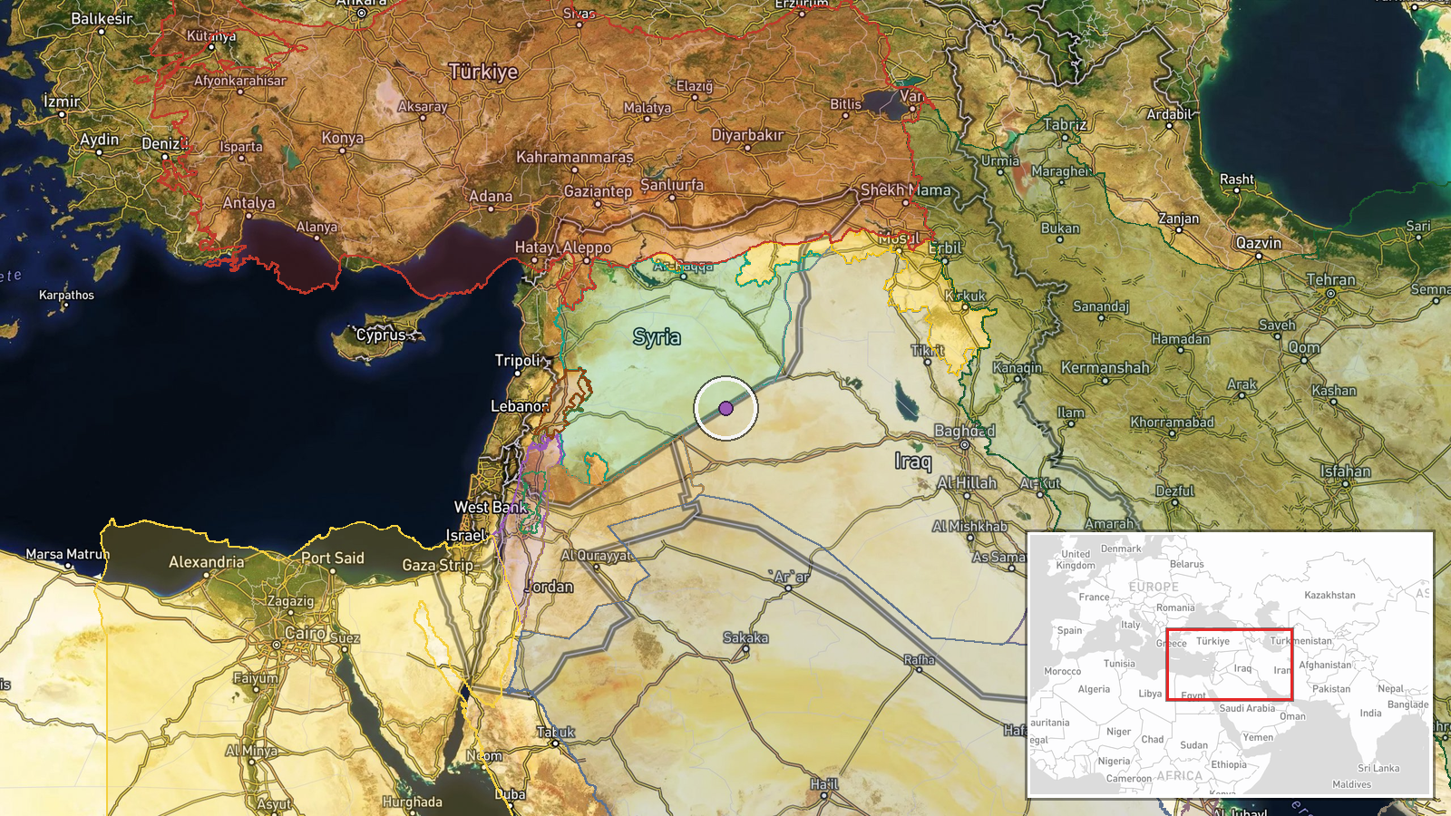Al-Tanf, Homs Governorate, Syria (Iraq-Jordan border) — Deployment location map