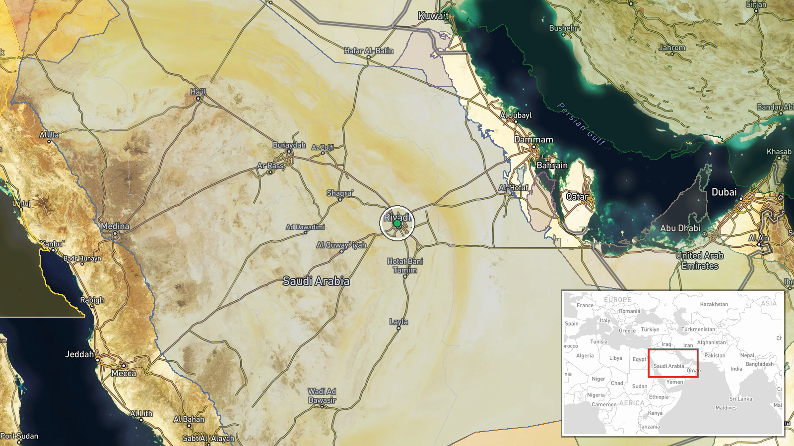 King Fahd International Airport, Riyadh, Saudi Arabia — UAS Strike location map