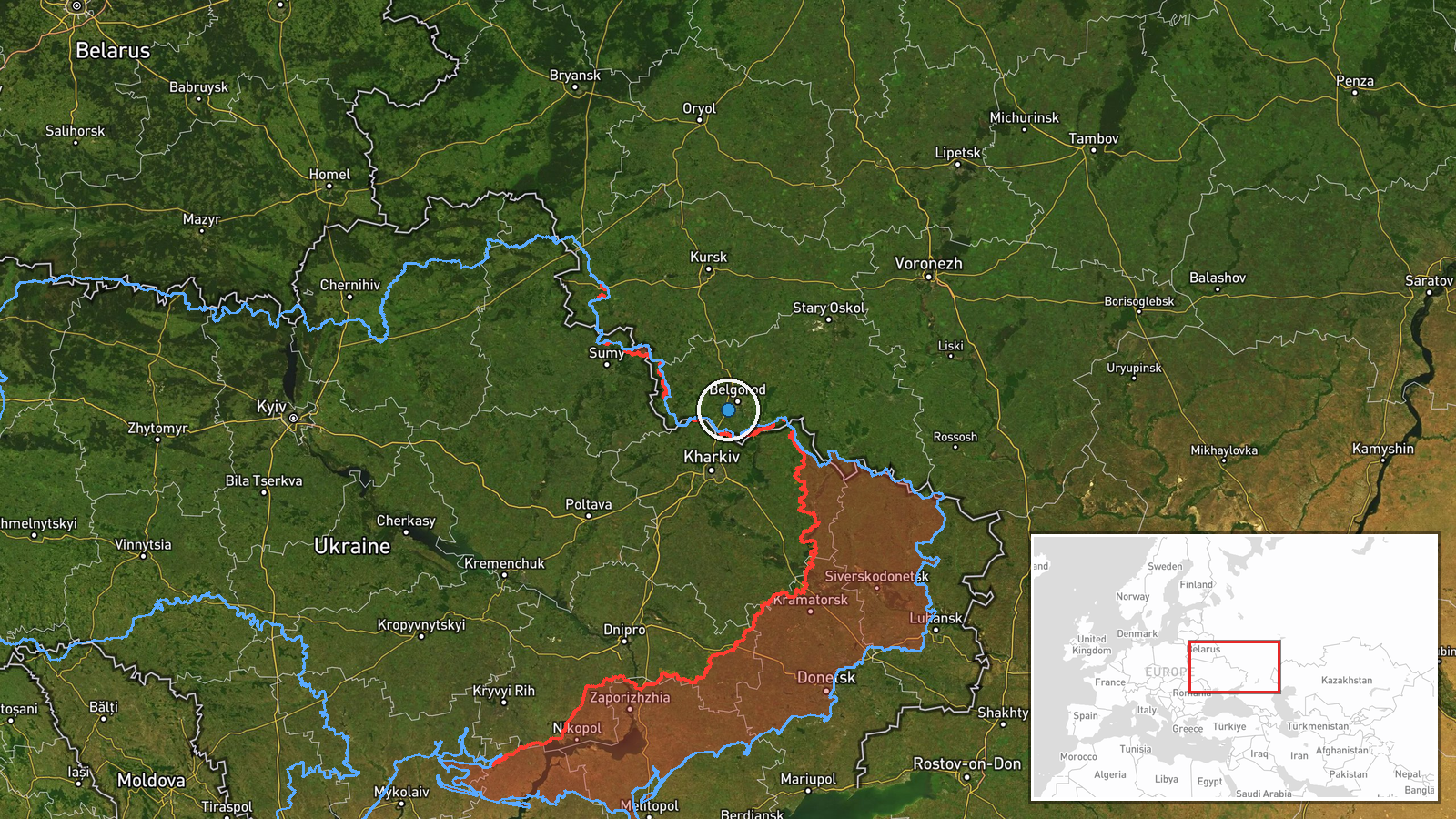 Russian military fuel and ammunition depot, Belgorod Oblast, Russia — UAS Strike location map