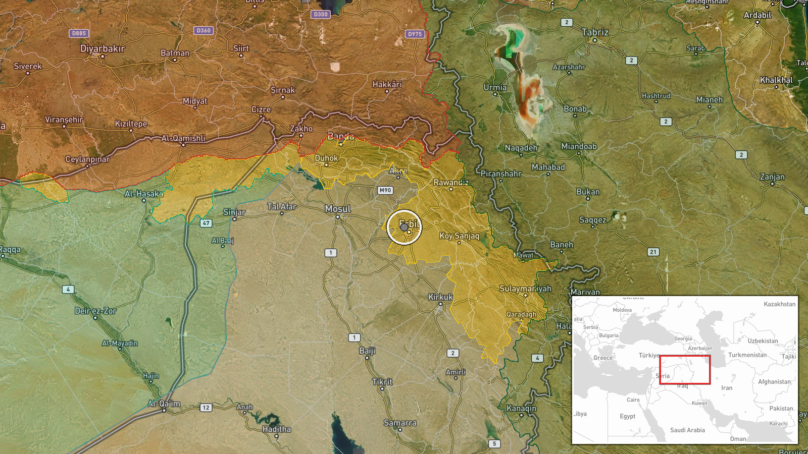 Erbil International Airport, Erbil, Iraq — Explosion location map
