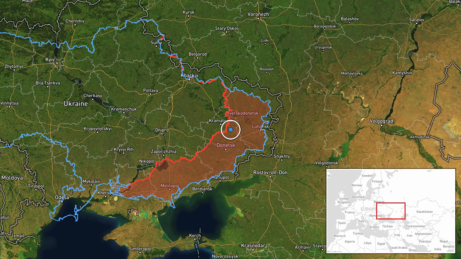 Bakhmut, Donetsk Oblast, Ukraine — UAS Strike location map
