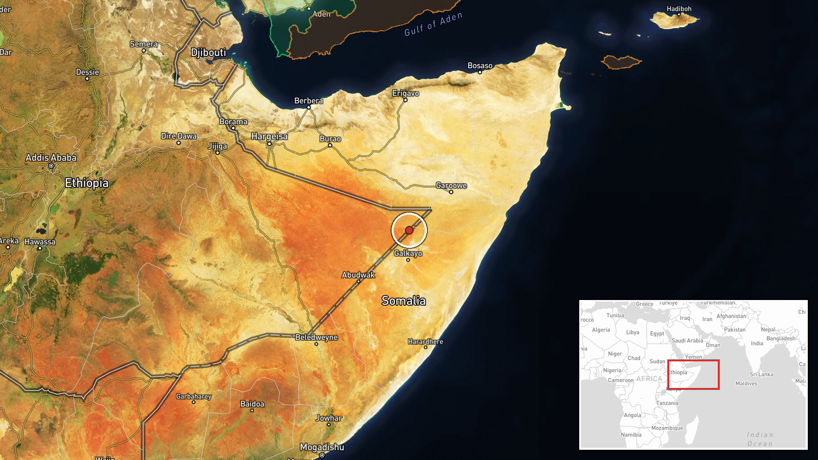 Somalia — Military Exercise location map