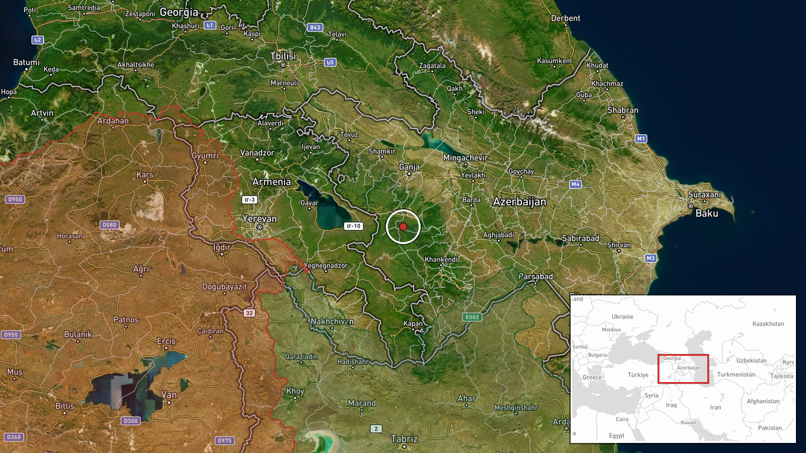 Karabakh (Nagorno-Karabakh), Azerbaijan — Military Exercise location map