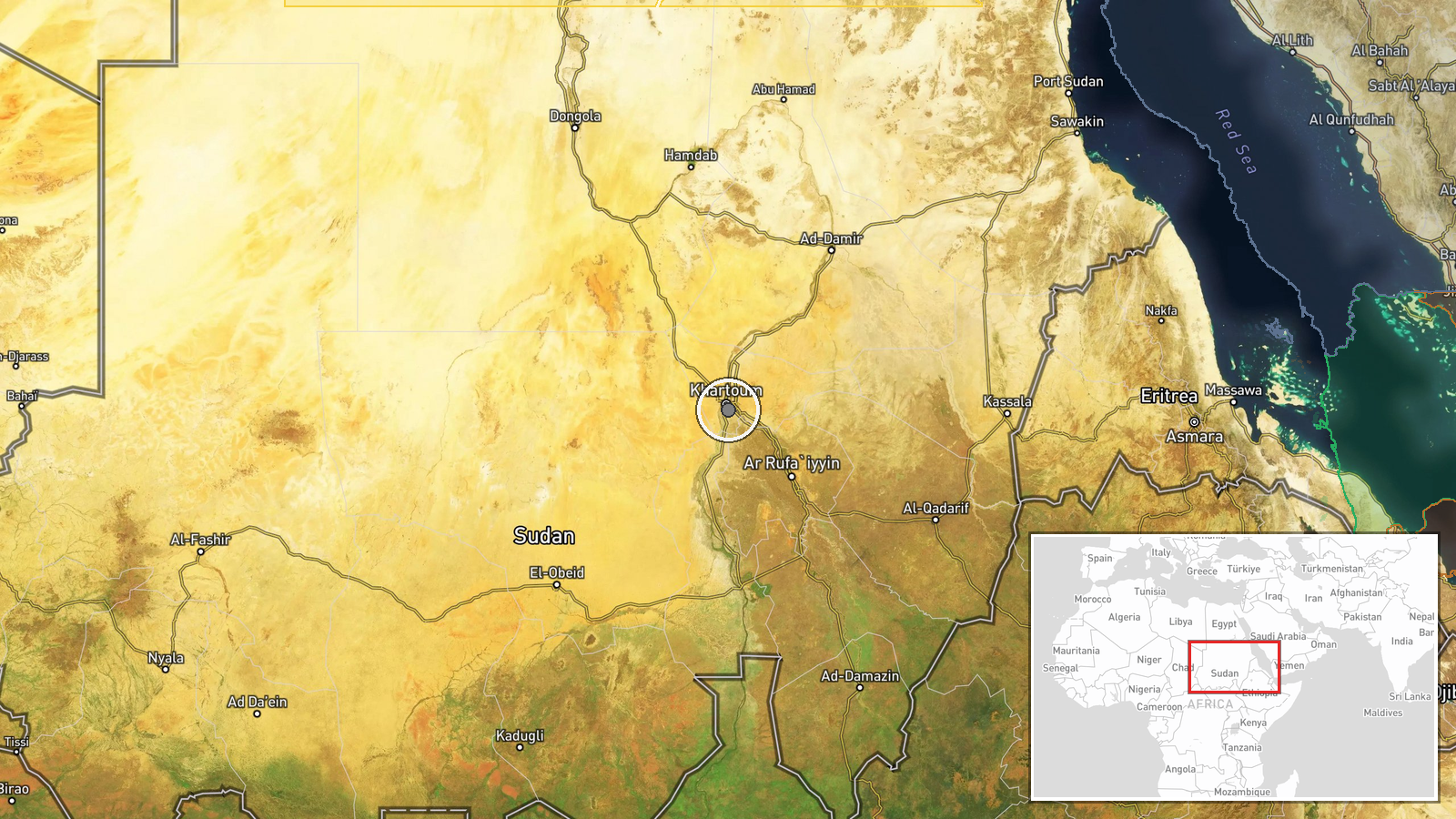 Khartoum, Sudan — Drone Shootdown location map