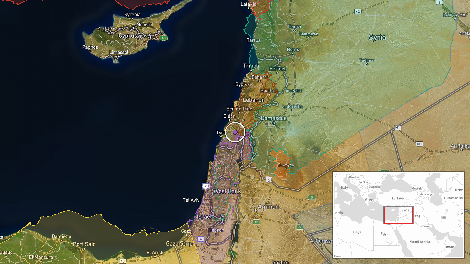 Nabatiyeh Governorate, Lebanon — Combat Aircraft location map