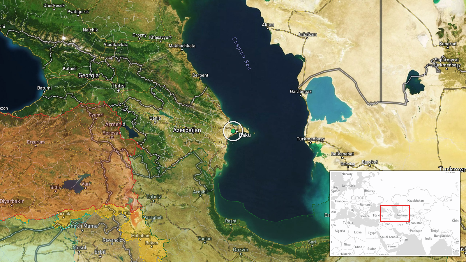 Baku, Azerbaijan — Airspace Closure location map