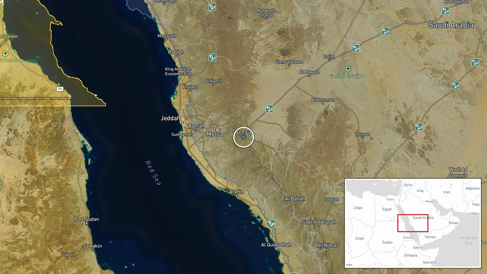 Taif, Mecca Region, Saudi Arabia — Siren location map
