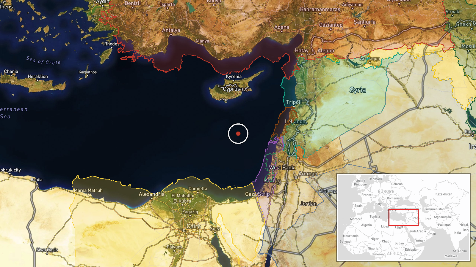 Eastern Mediterranean Sea — Combat Aircraft location map