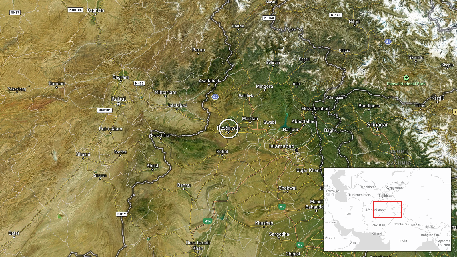 Waziristan, Khyber Pakhtunkhwa, Pakistan — Security location map