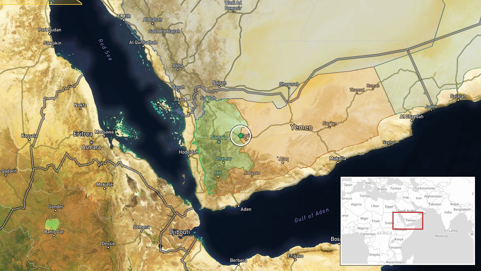Yemen (Multiple Fronts) — Combat location map