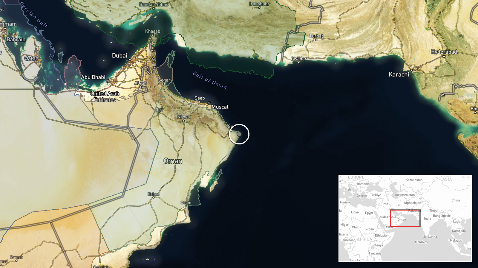 North Arabian Sea, Oman Sea — Security location map