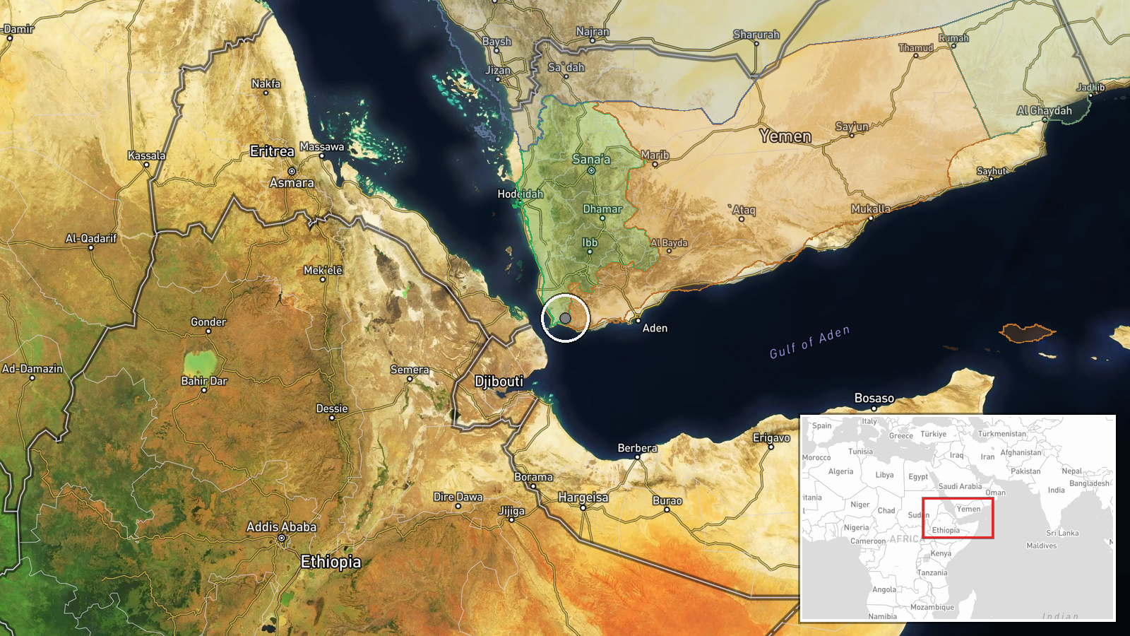 Kahbub, Taiz Governorate, Yemen — Combat location map