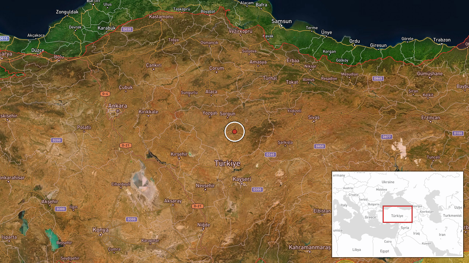 Yozgat Province, Turkey — Deployment location map