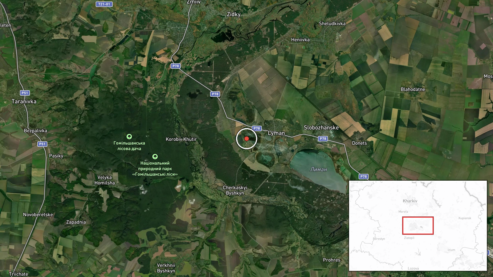 Kharkiv Oblast, Ukraine — Artillery location map