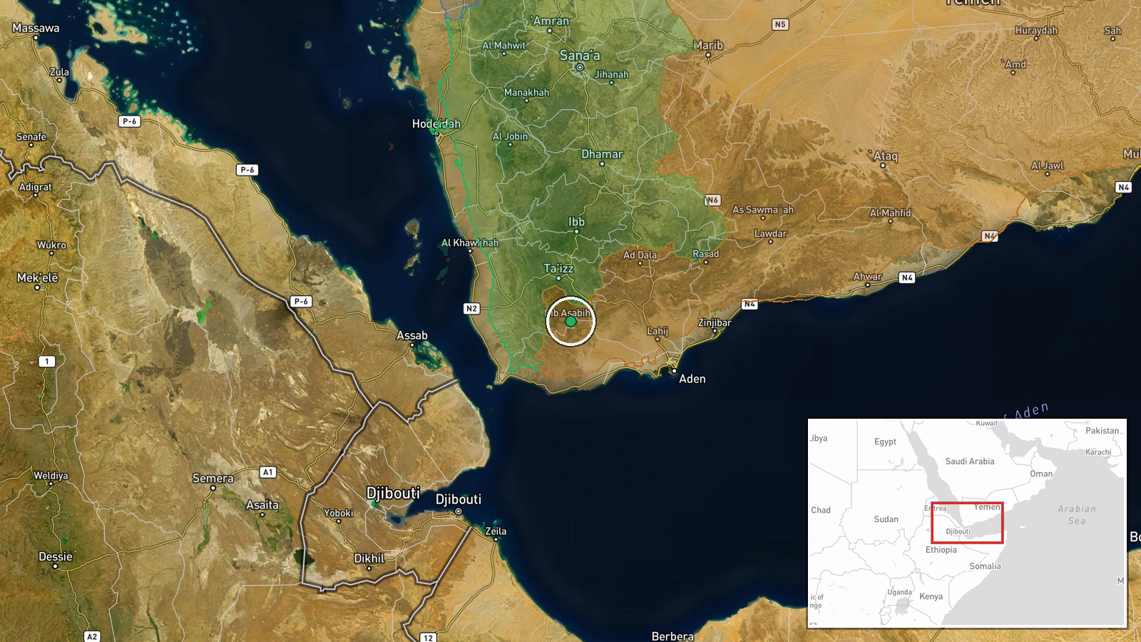 Turbah, Taiz, Yemen — Ballistic Missile location map