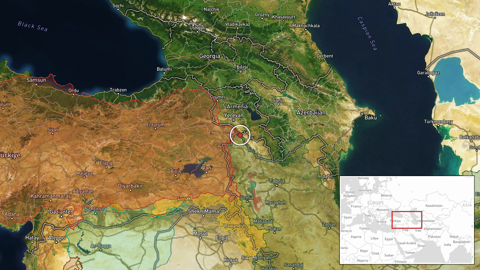 Caucasus Region, Azerbaijan — Military Exercise location map