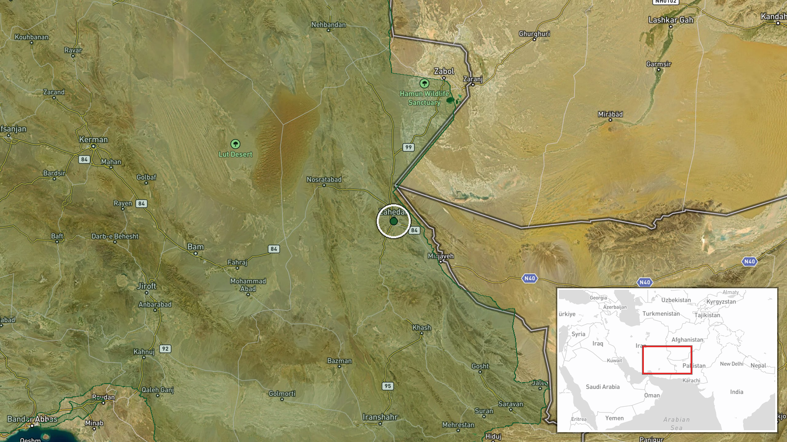 Balochistan Province, Iran — Combat location map