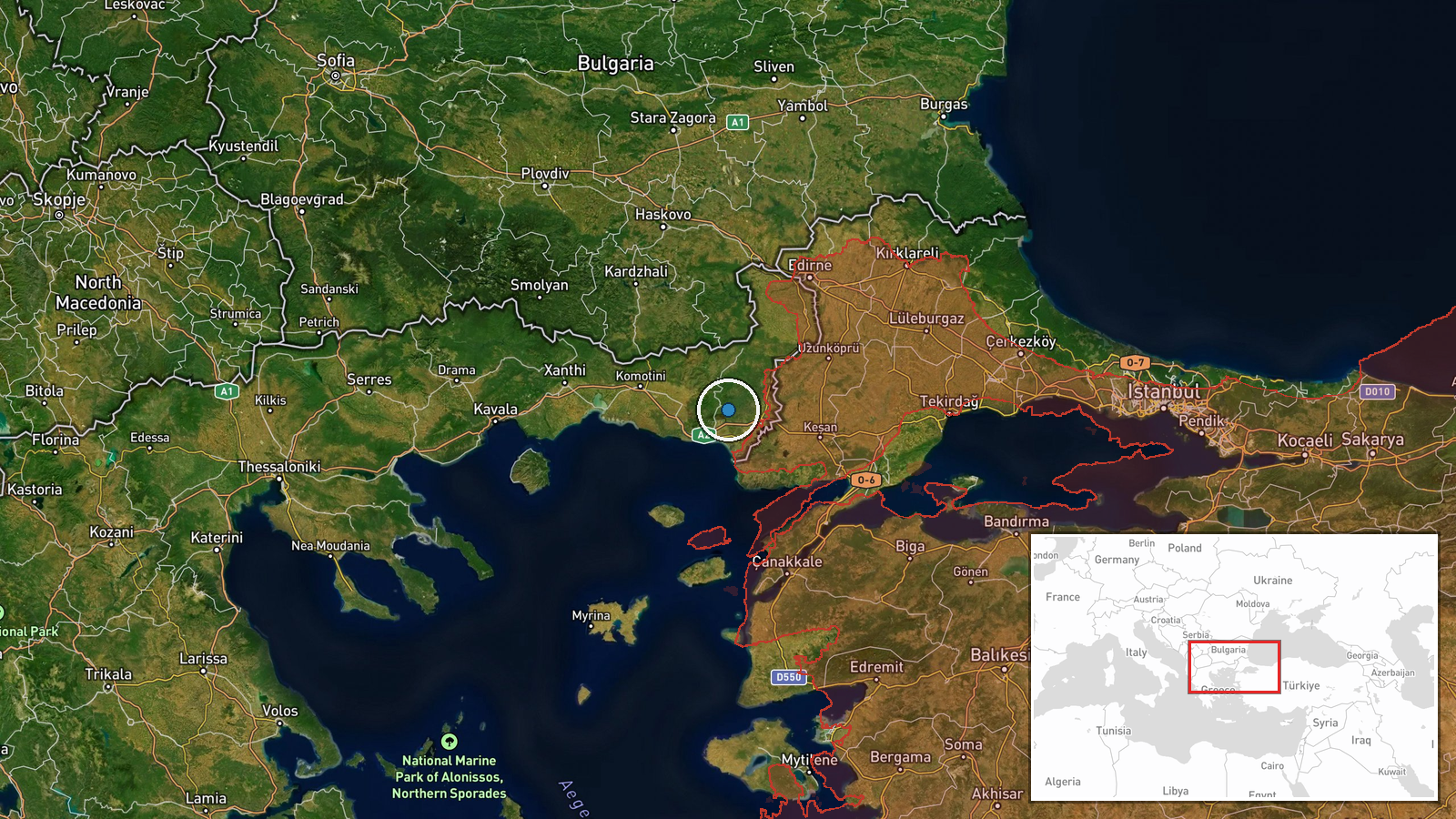 Evros Region, Eastern Macedonia and Thrace, Greece — Deployment location map