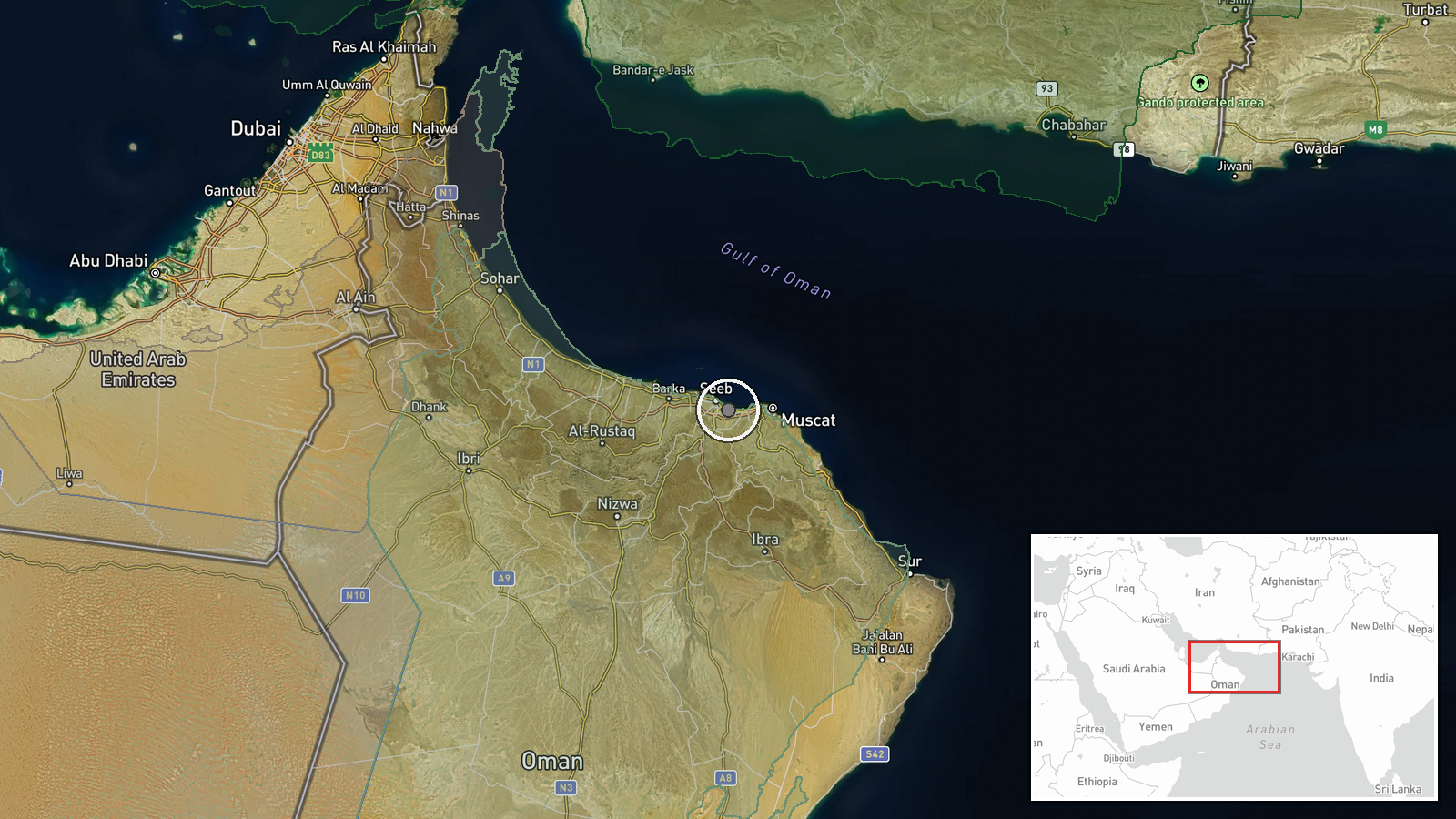 Muscat International Airport, Muscat, Oman — Security location map