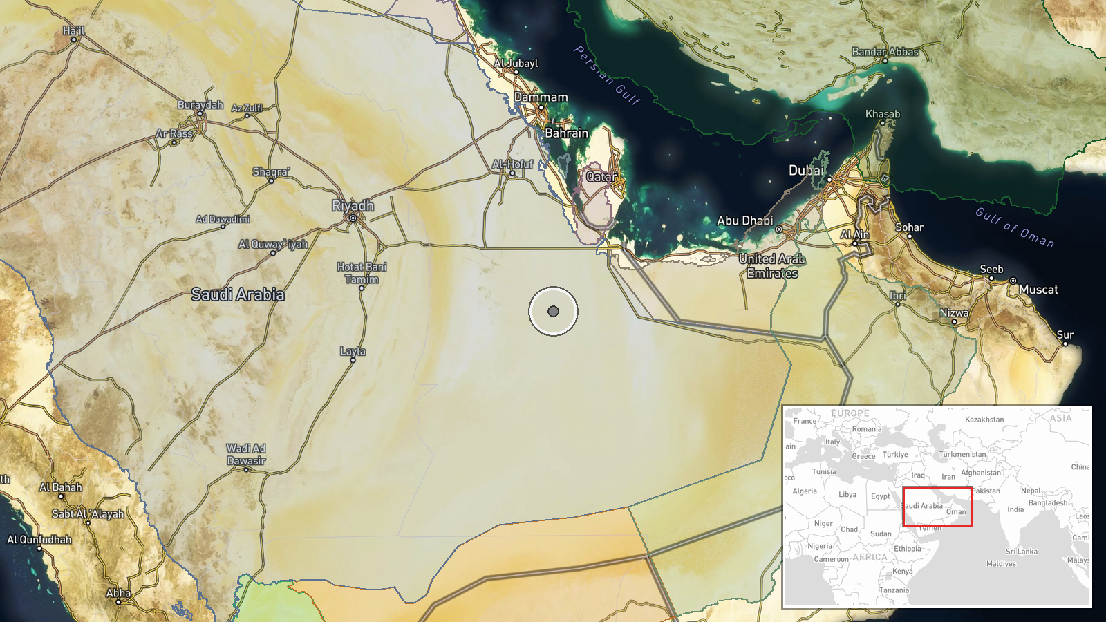 Aramco Pump Station, Eastern Province, Saudi Arabia — Explosion location map