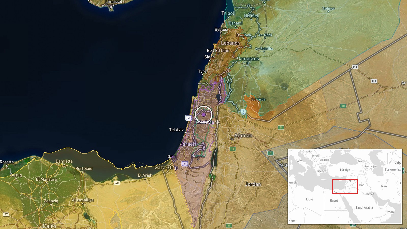 Kafr Qud, Northern District, Israel — Aircraft Shootdown location map