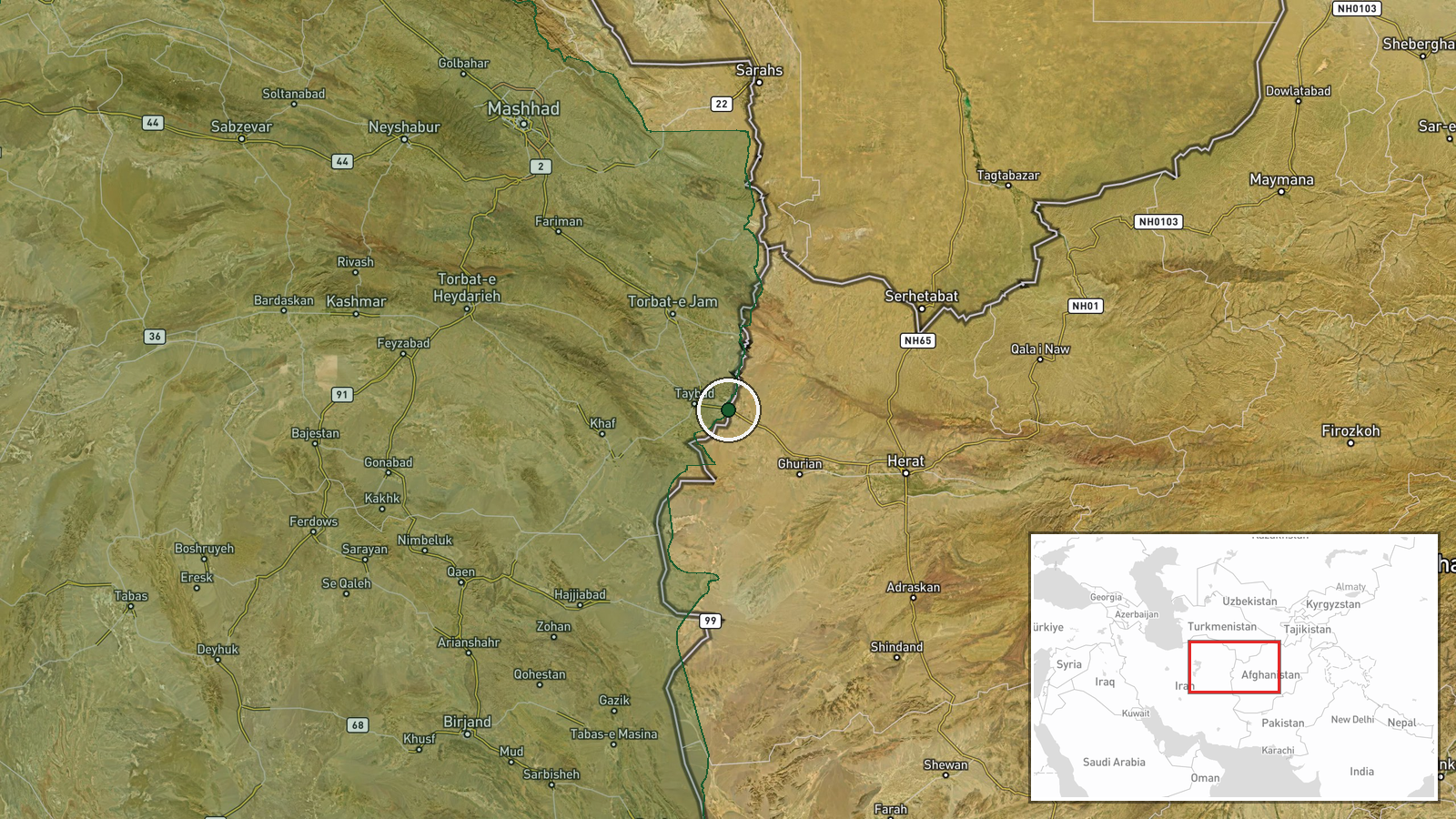 Iran-Afghanistan Border, Herat Province, Afghanistan — Military Exercise location map